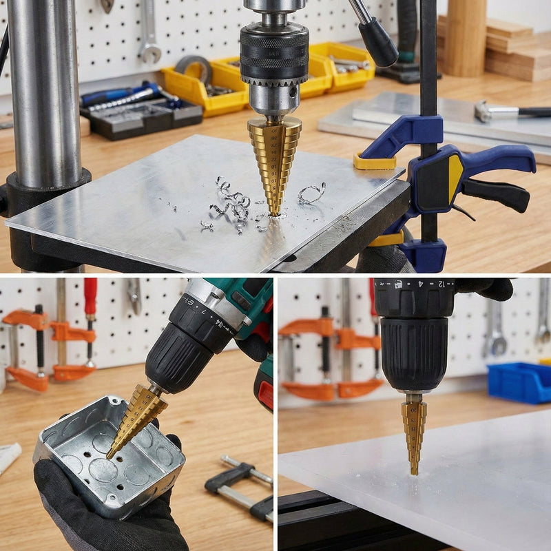 Piece Titanium Coated HSS Step Drill Bit Set Wukusy