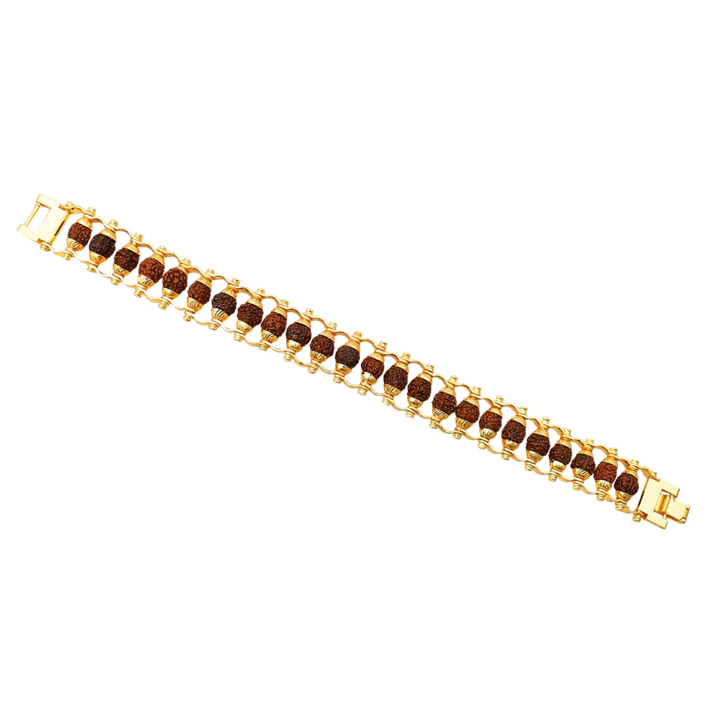 Golden Modern Rudraksha Rakhi Bracelet for Brother