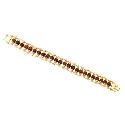 Golden Modern Rudraksha Rakhi Bracelet for Brother