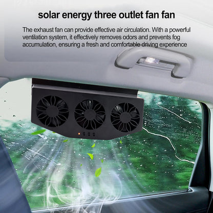 Triple Fan Solar Powered Car Exhaust Ventilation System With Usb Charging Wukusy
