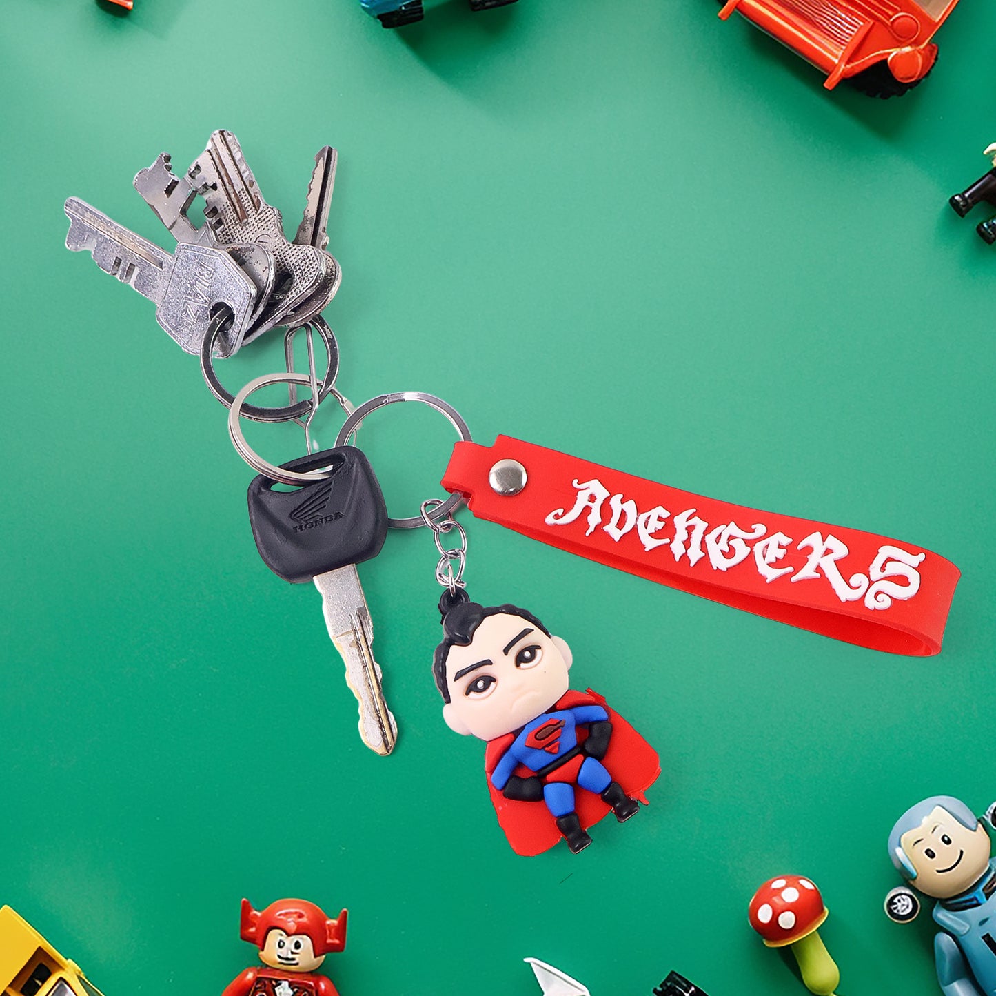 Cute Cartoon Silicone 3d Key Chain With Metal Hook  Strap (Pack Of 1)