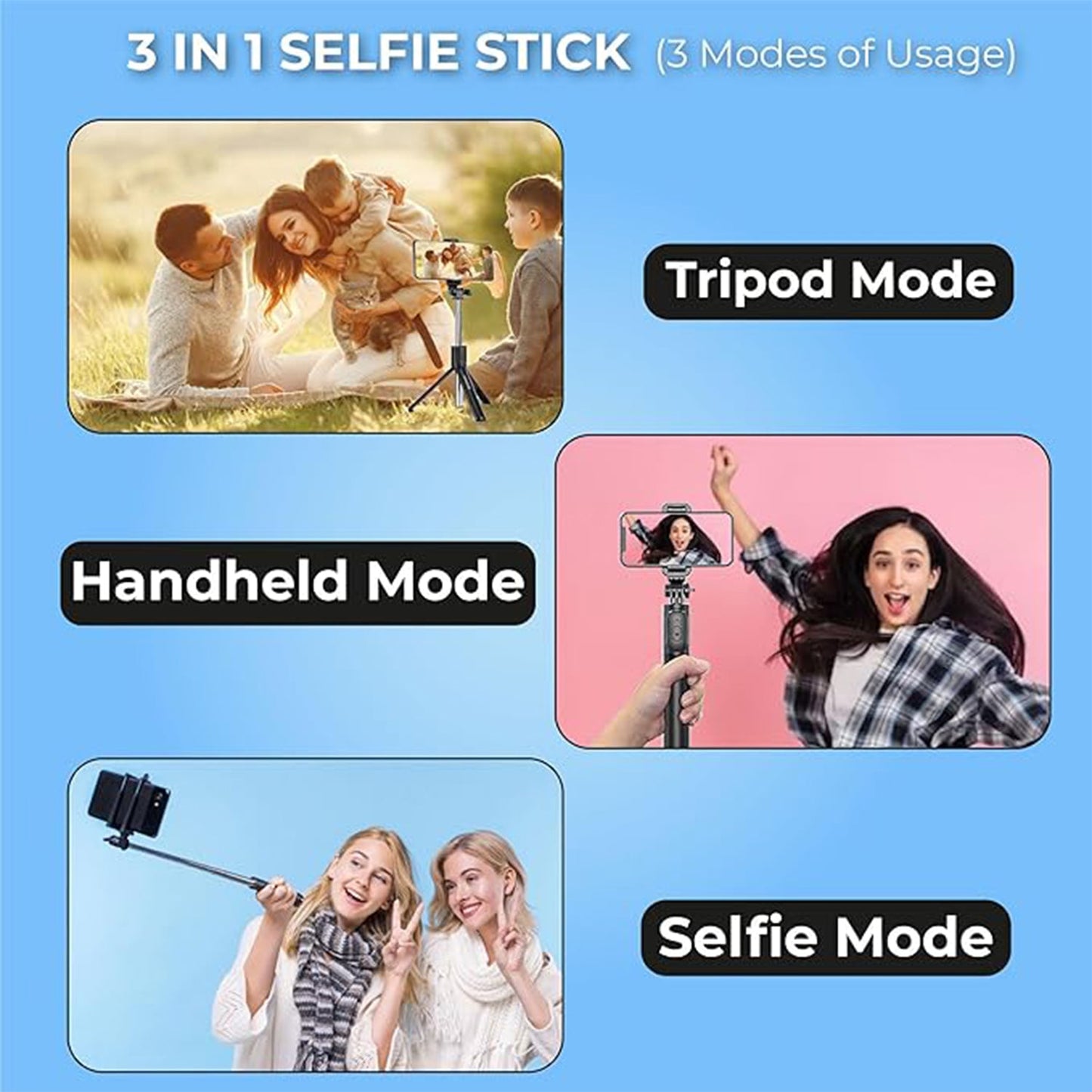 Selfie Stick With Tripod Stand Wukusy