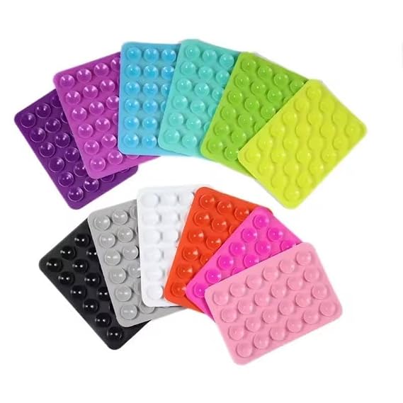 Silicone Suction Pad for Mobile Phone Fixture Suction Cup Backed Adhesive Silicone Rubber Sucker Pad for Fixed Pad Multicolor (Pack of 1) Colour as per Availability