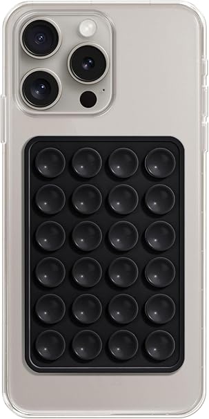 Suction Phone Case Holder Black, Phone Suction Sticker, Silicone Suction Phone Case for Hands-Free Mobile Accessory Holder Grip, Video Phone Accessory Compatible Mirror, Shower-Black