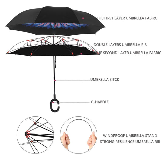 Windproof Upside Down Reverse Umbrella