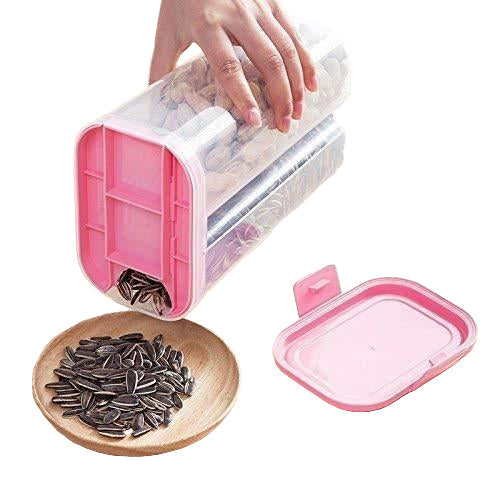 Plastic Airtight Food Grain Storage Container with 2 Sections - BuyItOnline