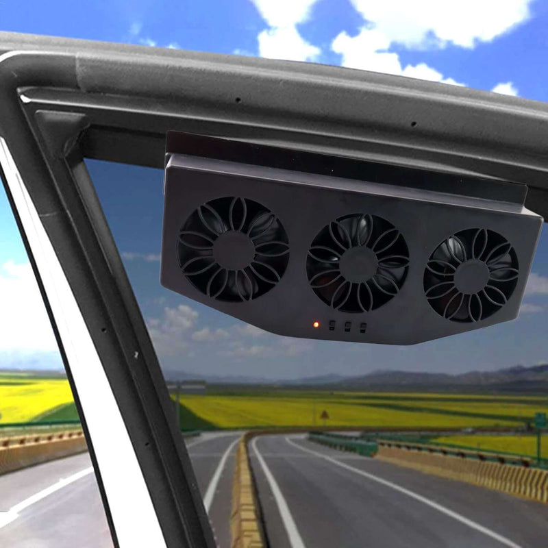 Triple Fan Solar Powered Car Exhaust Ventilation System Wukusy
