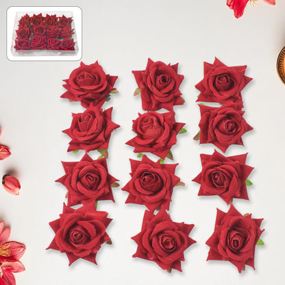 Flower Rose Hair Pin  Clip Velvet Flower Design (12 Pcs Set) Wukusy