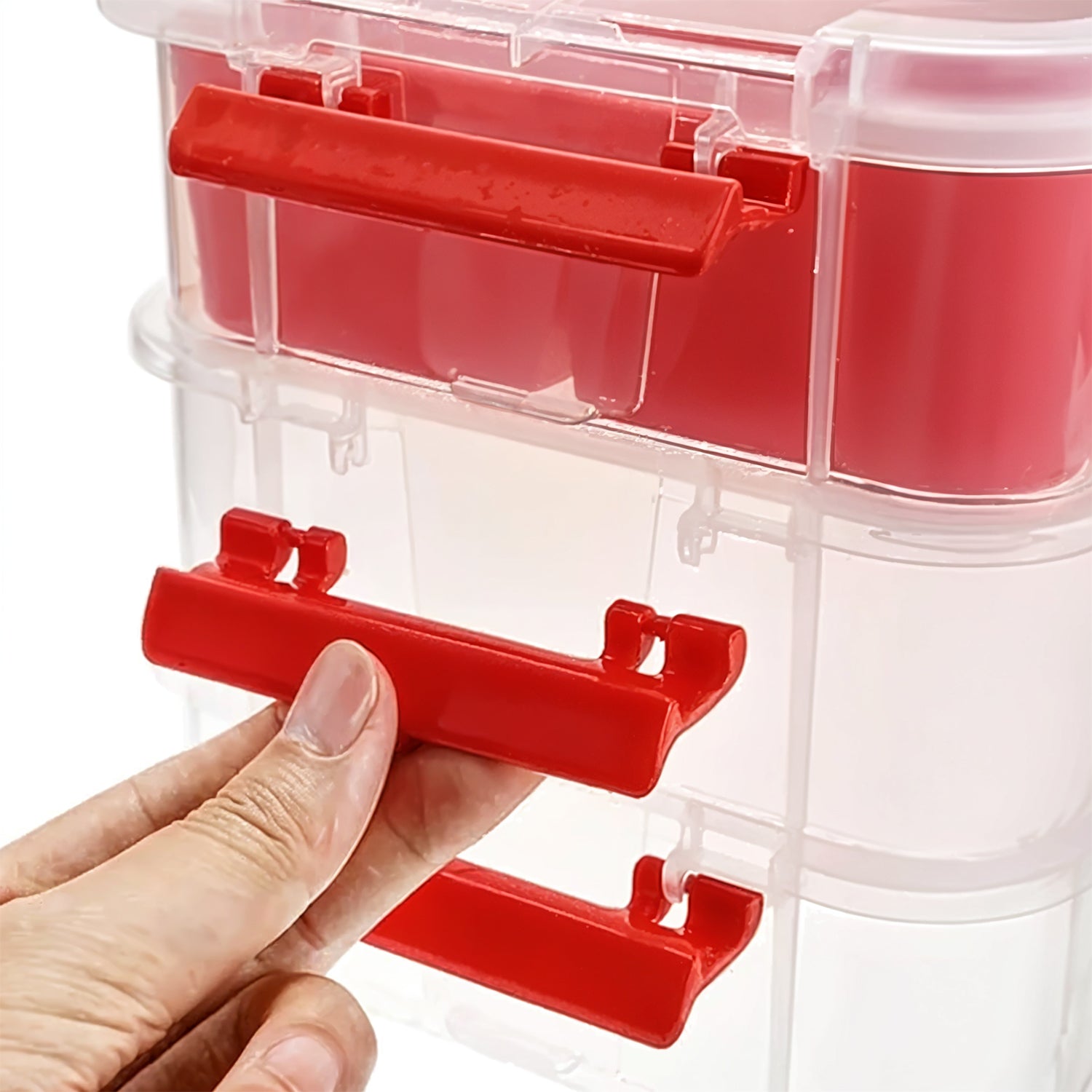 3-layer Multi-purpose Transparent Plastic Storage Carry Box With Handle Wukusy