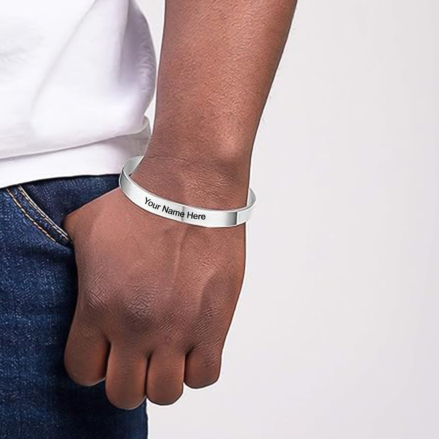 Personalized Silver Kada Bracelet