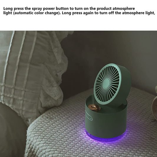 7615 Mini Desktop Cooling Fan Automatic Shaking Head Rotating Spray Humidifier Fan Water Cooling Small Fan Desktop Mini Air Conditioning Fan With Small Water Tank (Battery Not Include) Wukusy