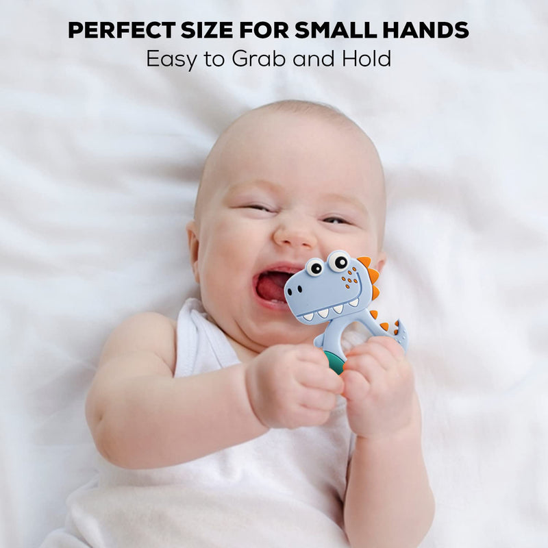 Silicone Dinosaur Teether For Baby (1 Pc, Mix Design/Color) Wukusy