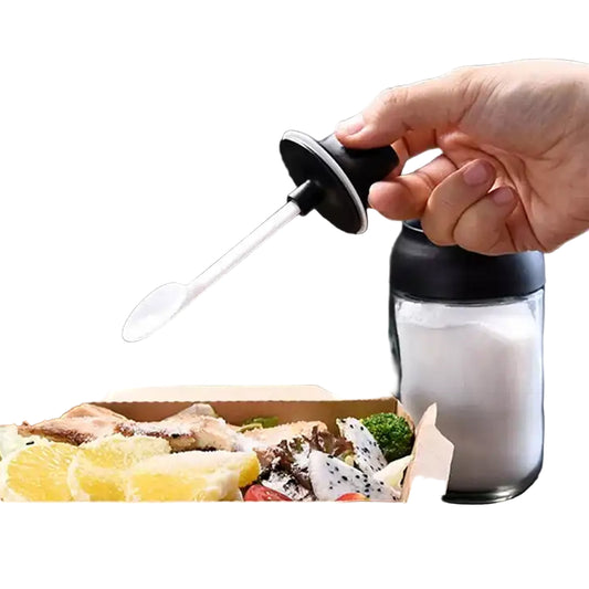 Heat-Resistant Glass Condiment Jar with Spoon - BuyItOnline