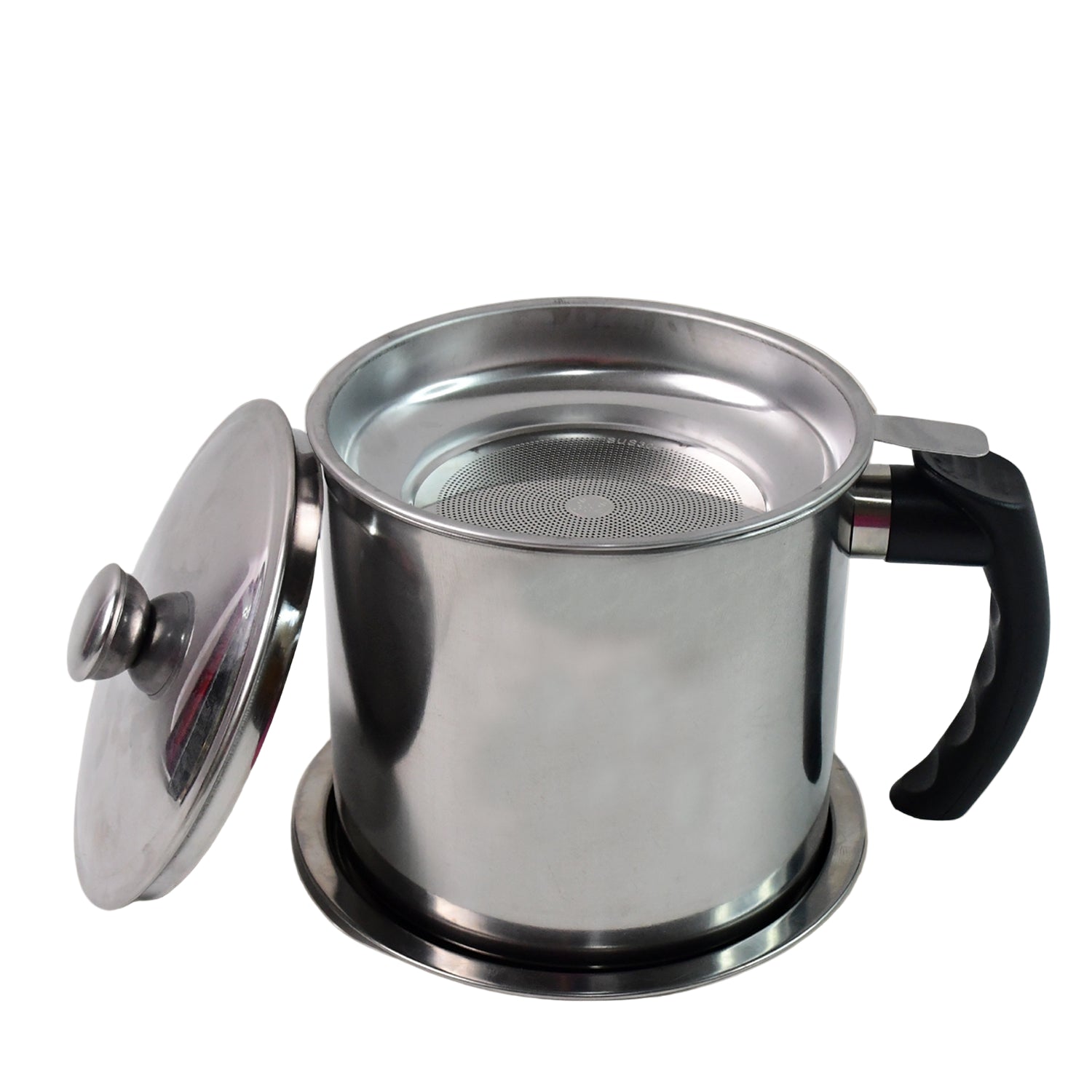Stainless Steel Oil Strainer Pot with Lid & Filter Mesh - BuyItOnline