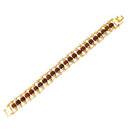 Golden Modern Rudraksha Rakhi Bracelet for Brother