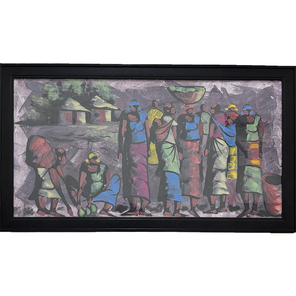 Original Figurative Village Life Painting | Handcrafted Acrylic Artwork | Modern Art | TEA Exclusive Art