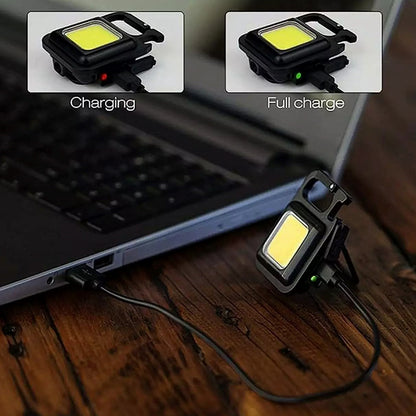 Rechargeable Keychain Mini Flashlight With 4 Light Modesultralight Portable Pocket Light With Folding Bracket Bottle Opener And Magnet Base For Camping Walking
