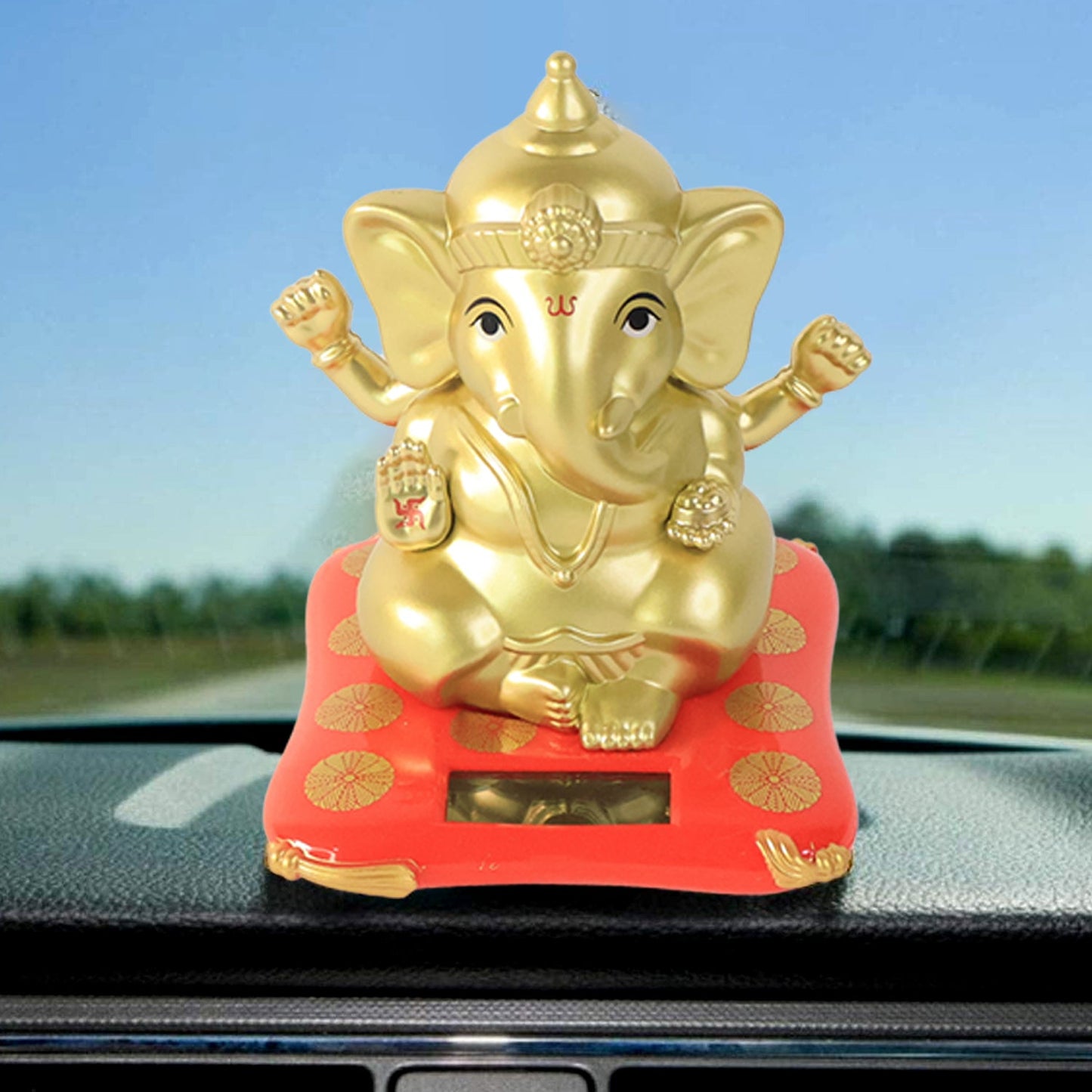 Decorative Religious Large Lord Ganesha Idol With Solar-powered Base (1 Pc) Wukusy
