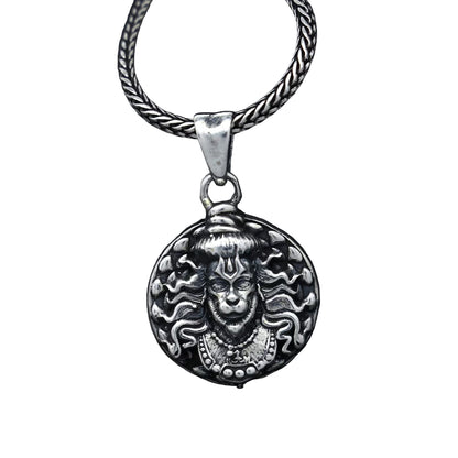 Hanuman Facelocket With Chain Pendant