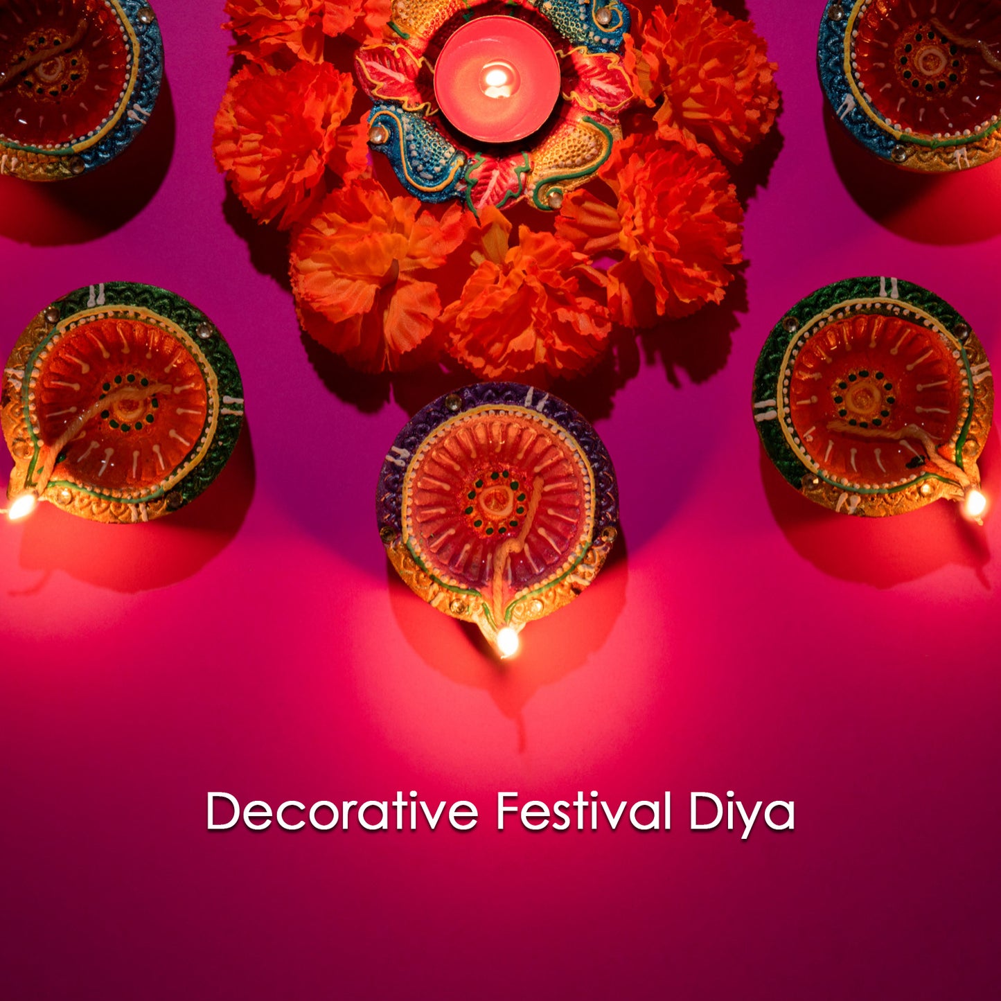 Decorative Hand Painted Clay Puja Diya For Diwali Handmade Diya (6 Pcs Set) Wukusy