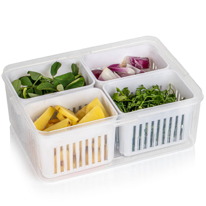 Freezer & Refrigerator Vegetable Storage Container with Draining Crisper - BuyItOnline
