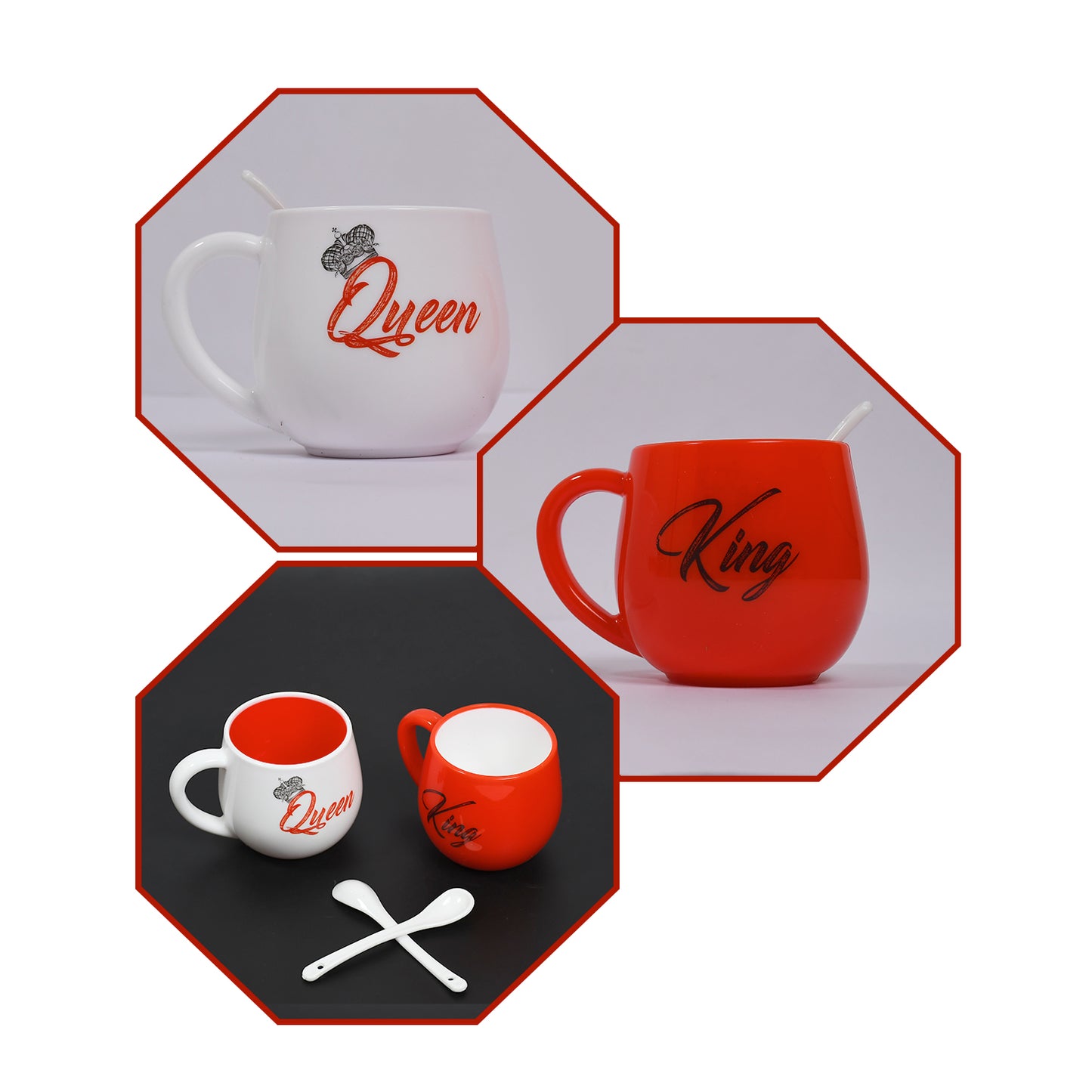 King & Queen Printed Matching Coffee Mugs