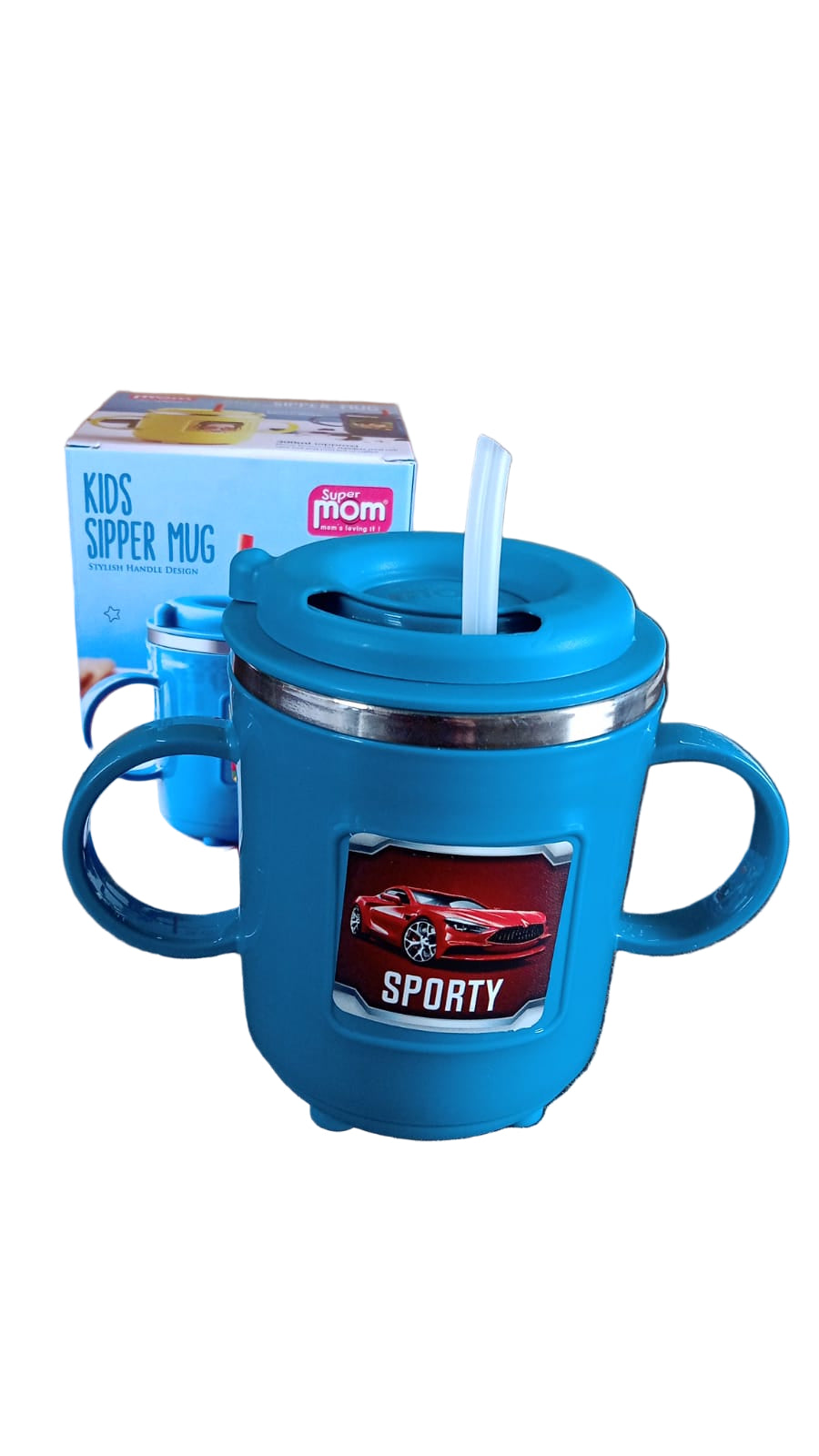 Kids Sporty Sipper Mug with Straw & Dual Handles.