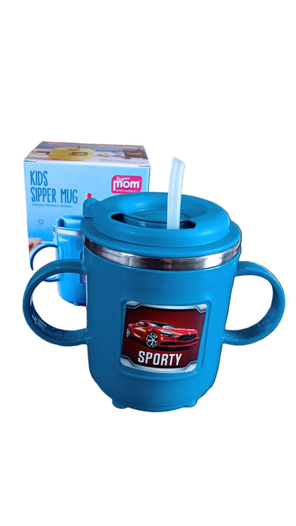 Kids Sporty Sipper Mug with Straw & Dual Handles.
