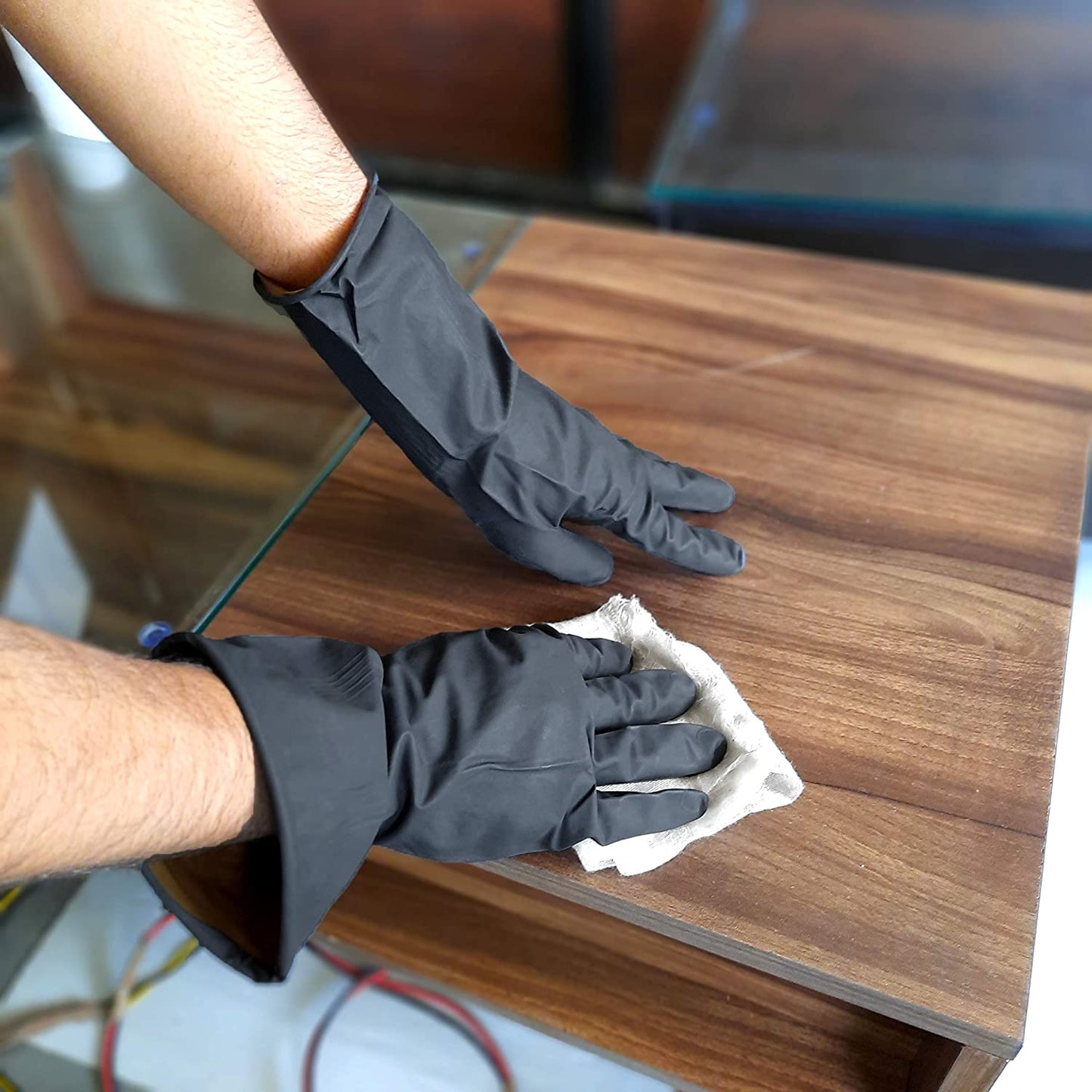 0673 Multipurpose Natural Gum Rubber Reusable Cleaning Gloves Wukusy
