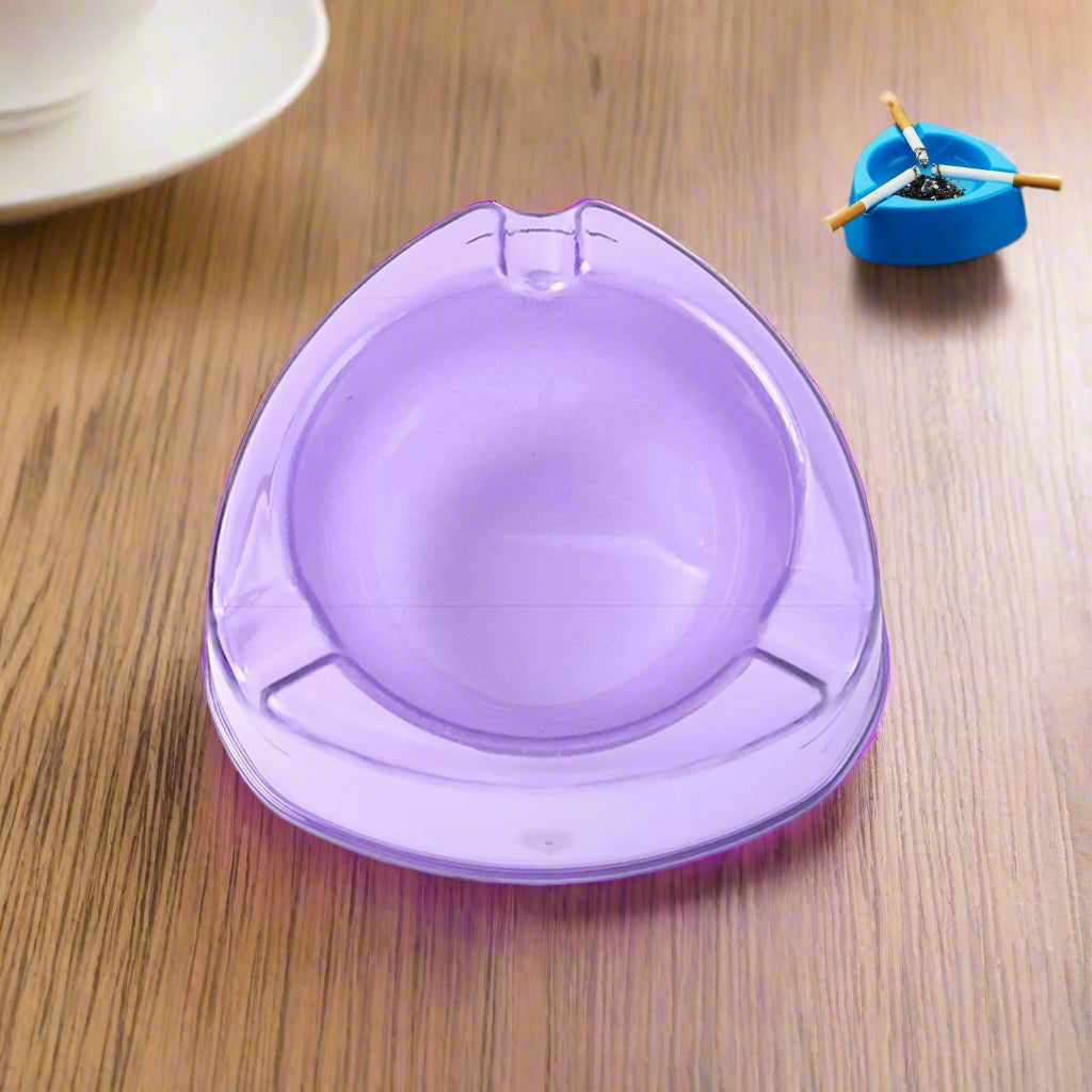 Transparent Purple Plastic Ashtray – Stylish, Unbreakable &amp; Heat-Resistan