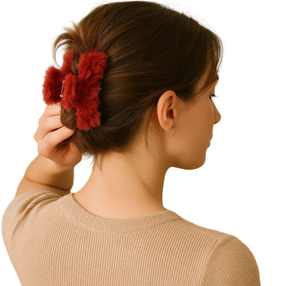 Soft Velvet Furry Hair Clutcher Clips