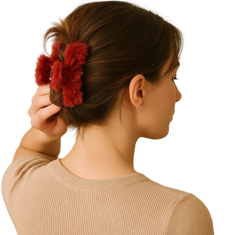 Soft Velvet Furry Hair Clutcher Clips - BuyItOnline