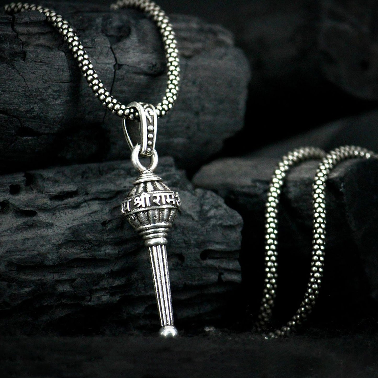 Silver Chain With Gada Pendant