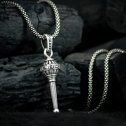Silver Chain With Gada Pendant