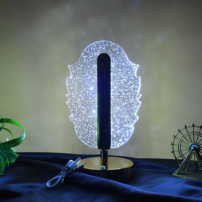 Elegant Feather Shape Crystal Table Lamp (1 Pc) Wukusy