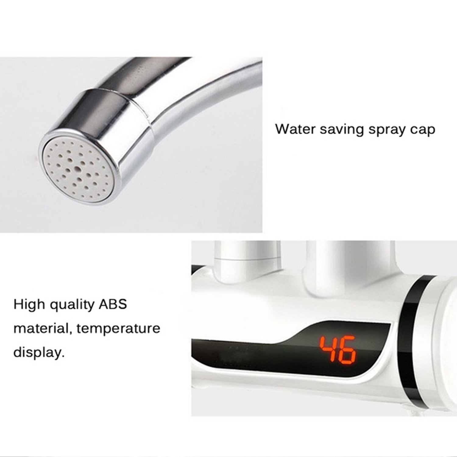 1597 Stainless Steel Led Digital Display Instant Heating Electric Water Heater Faucet Tap Wukusy