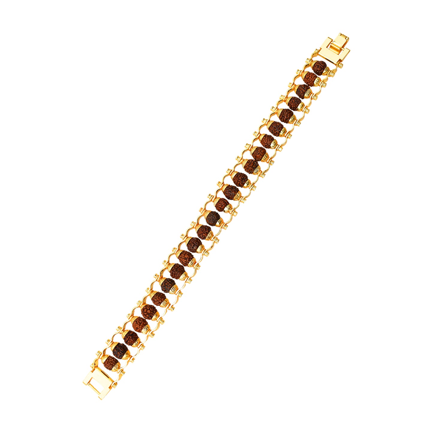 Golden Modern Rudraksha Rakhi Bracelet for Brother