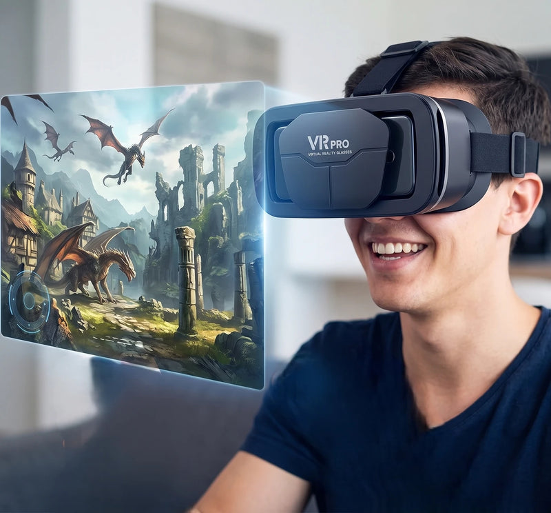 BuyItOnline VR PRO | 3D Virtual Reality Pro Glasses Video Glasses (Black) | VR Experience Glass
