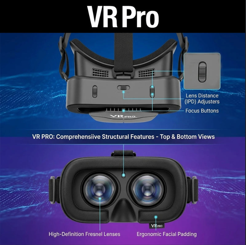 BuyItOnline VR PRO | 3D Virtual Reality Pro Glasses Video Glasses (Black) | VR Experience Glass