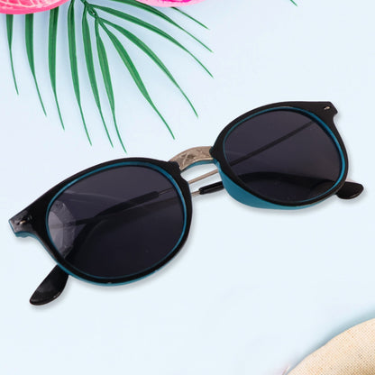 Sky-Blue UV Protected Round Sunglasses
