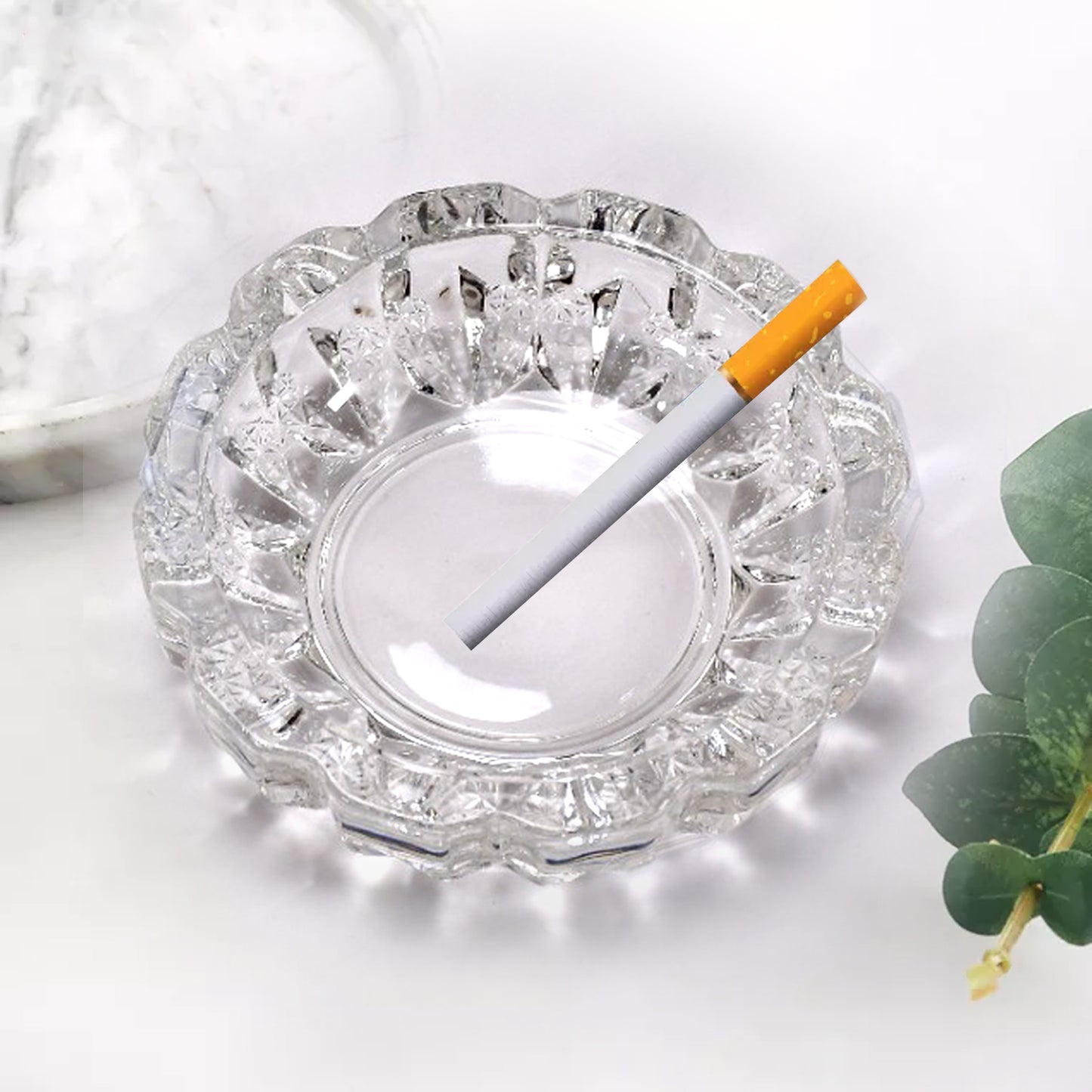 4066 Paricutin Glass Crystal Quality Cigar Cigarette Ashtray Round Tabletop For Home Office Indoor Outdoor Home Decor Wukusy