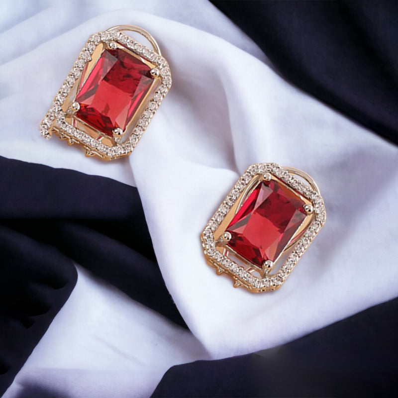 Elegant Mixed Color Diamond Necklace & Earrings Set - BuyItOnline