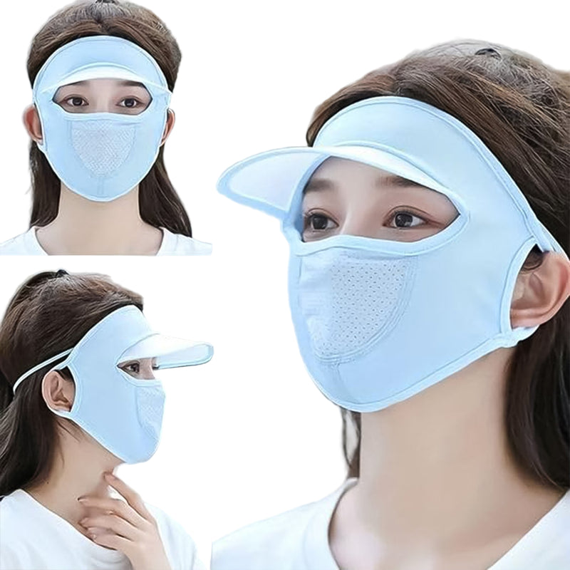Women's Full Face UV Protection Hat with Mask & Wide Brim Visor - BuyItOnline