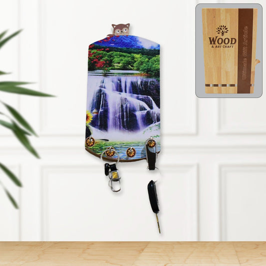 1583 Decorative Wooden Vertical Scenery With Hooks For Wall Hanging Wukusy