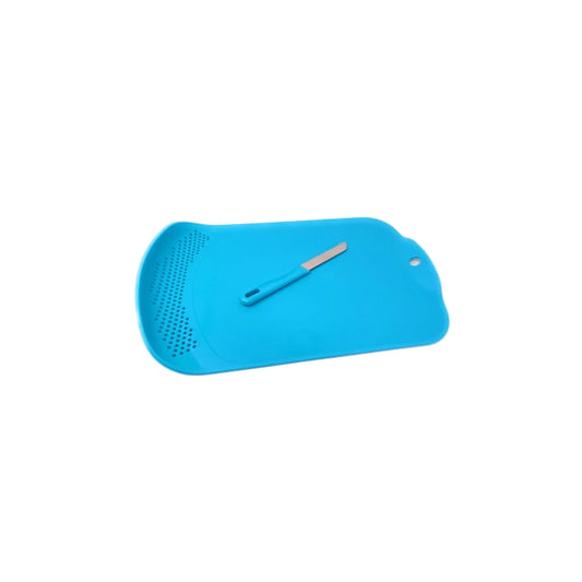 Chop & Drain Vegetables/Fruits Chopping Board with Sleek Knife.