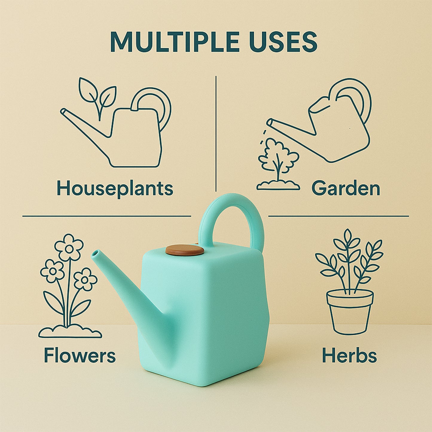 2L Heavy-Duty Plastic Watering Can