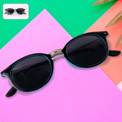 Sky-Blue UV Protected Round Sunglasses